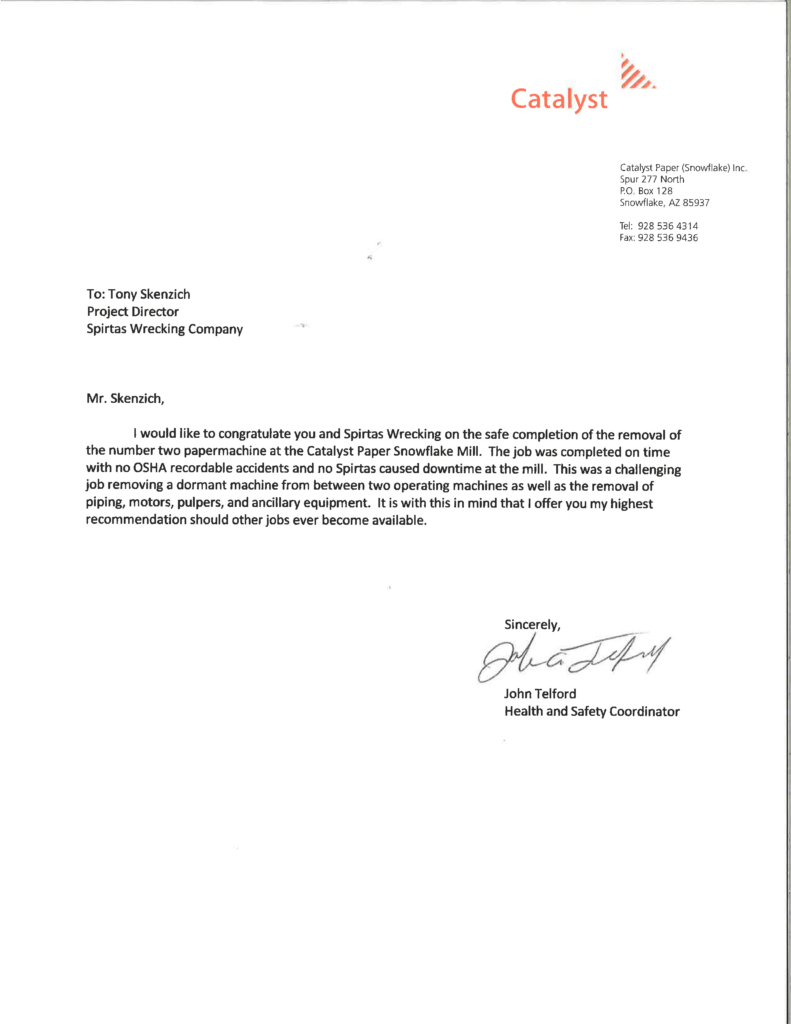 Big River Zinc Testimonial Letter 4-23-2009